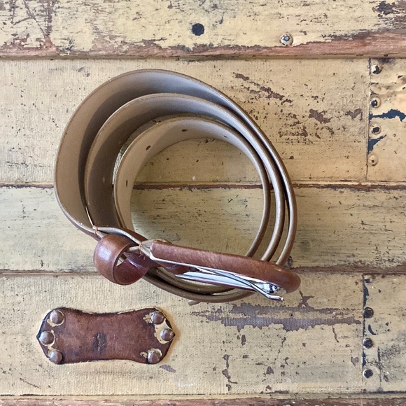 VIA SPIGA LEATHER BELT BROWN NEUTRAL ITALY LEATHER BELT WMNS SIZE S M - Picture 10 of 12